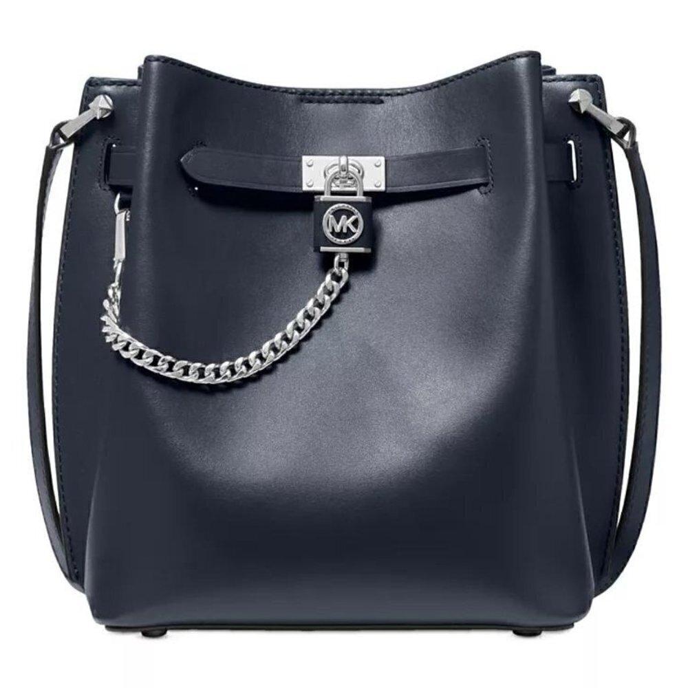 Michael Kors Hamilton Legacy Medium Leather Crossbody Messenger Bag, Navy